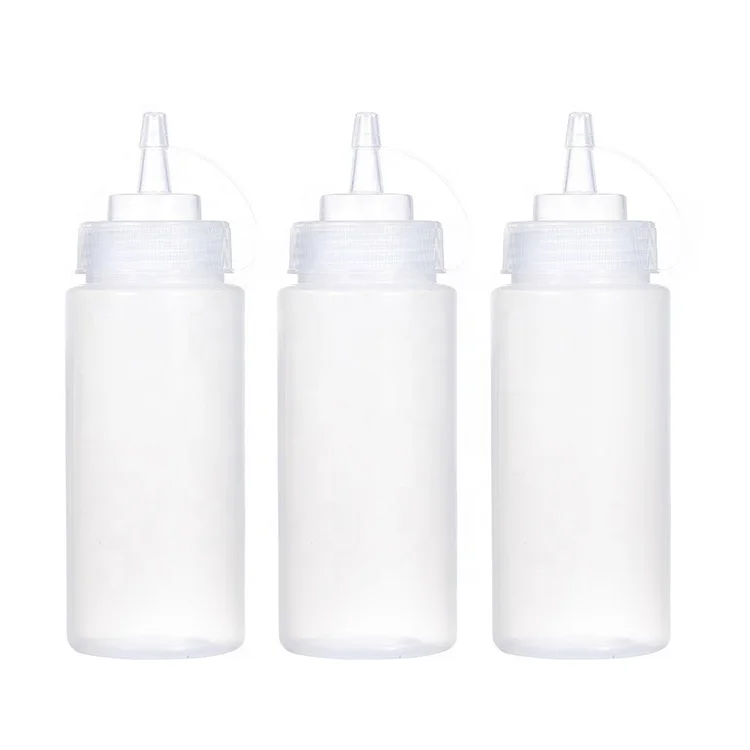 Аппарат для создания пищевой распределяет кетчуп бутылки для специй 16oz пластиковые сжимаемые соуса бутылка с крышкой для домашней кухни