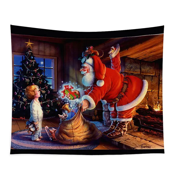 Best Price Low MOQ Home Room Decorative Wall Hang Logo Printing Cotton Polyester Fabric Custom Christmas Tapestry