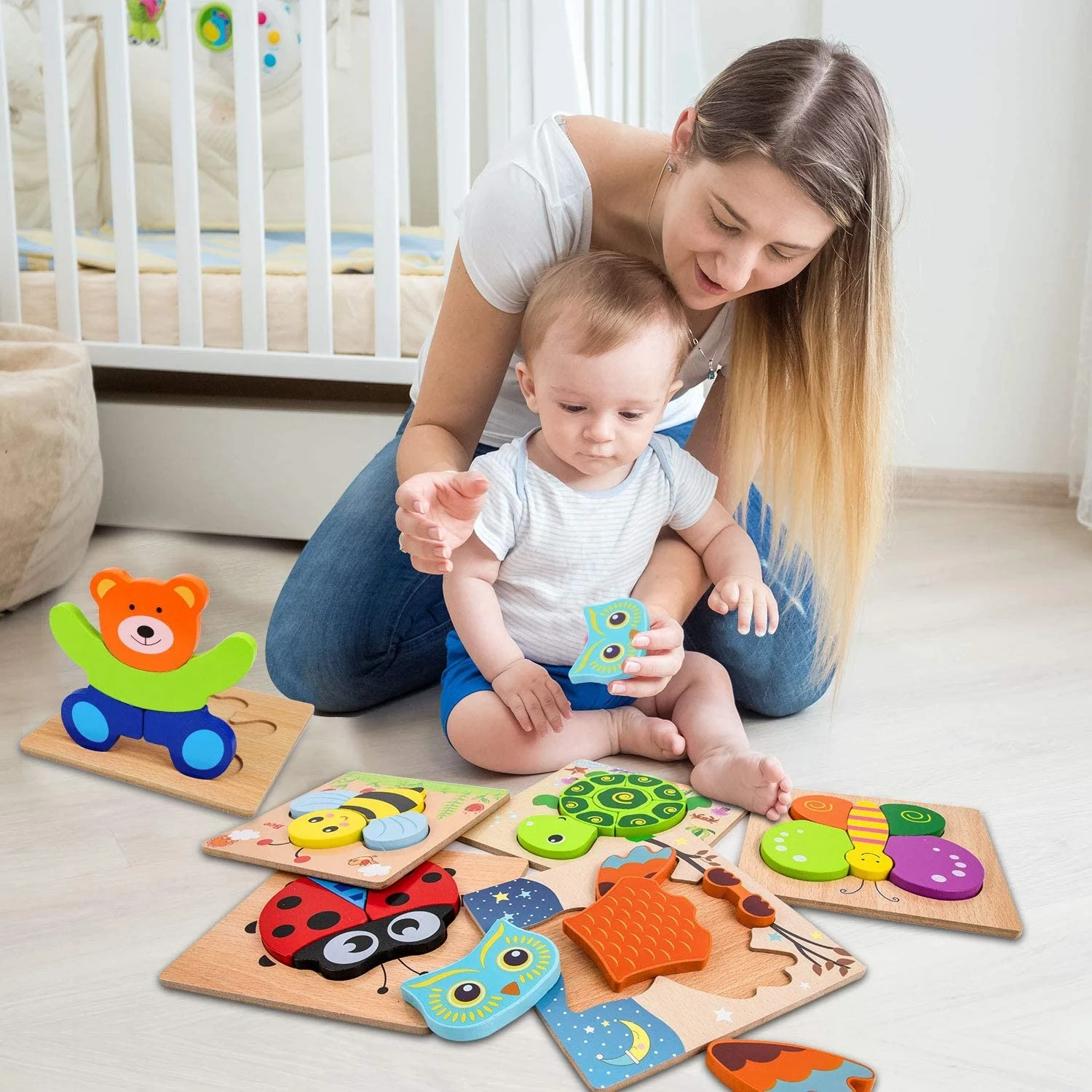 Wooden Toddler Jigsaw Puzzles for Kids Baby Brain Development