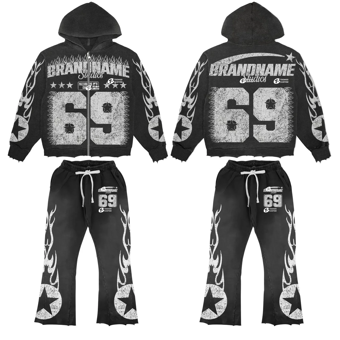 2024 hoodie manufacturer customisable high quality  custom puff print hoodie 600gsm hoodie acid wash men sweatsuit