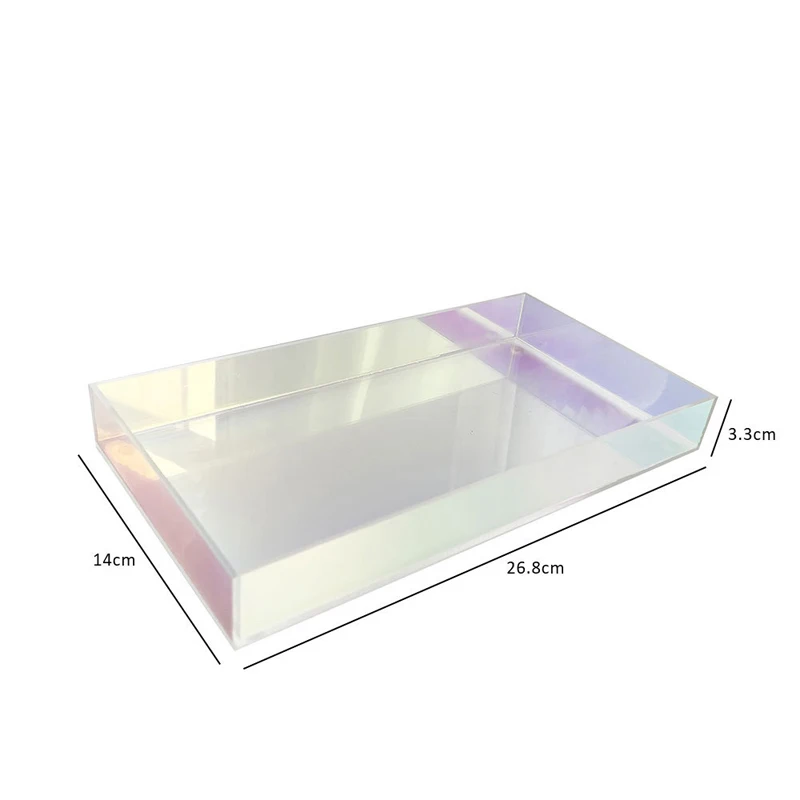 Iridescent Acrylic Serving Tray for Restaurant Hotel Acrylic Tray Rainbow Food Storage Tray