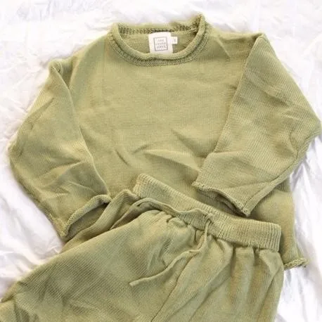 Toddler Sweat Suit Long Sleeve Crew Neck Pullover Straight Fit Pants Suit  knitwear sets 2 piece winter sweater pants set kids