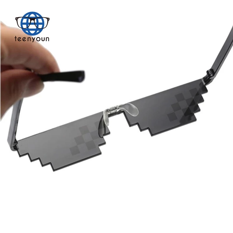 Teenyoun Sunglasses Funny Glasses Pixel Unisex Black Mosaic Outdoor Eyewear