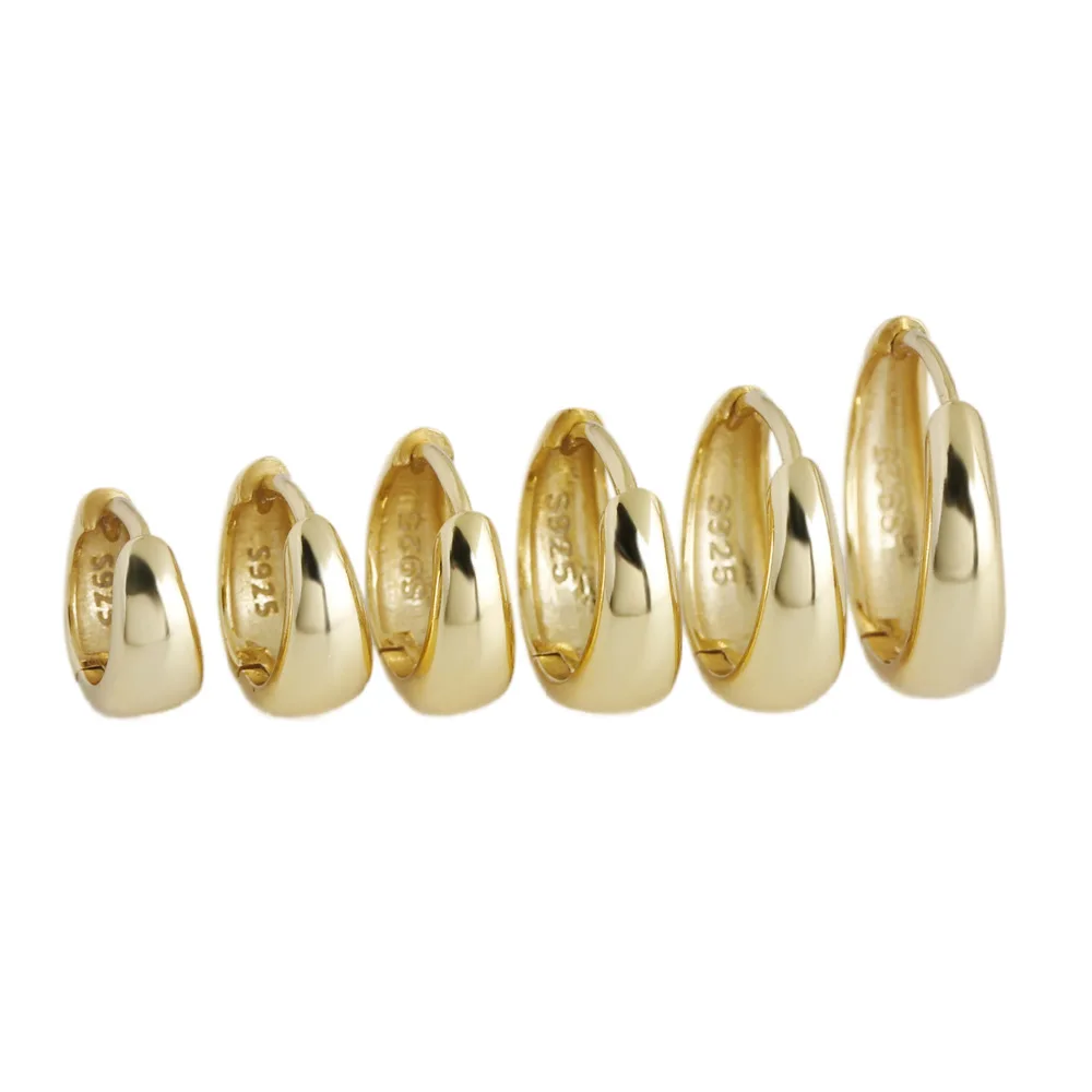 2025 New Jewelry Trends Gold Plated Chunky Wide Huggie Hoop Earrings Small Thick Non tarnish 925 Silver Tapered Hoop Earrings