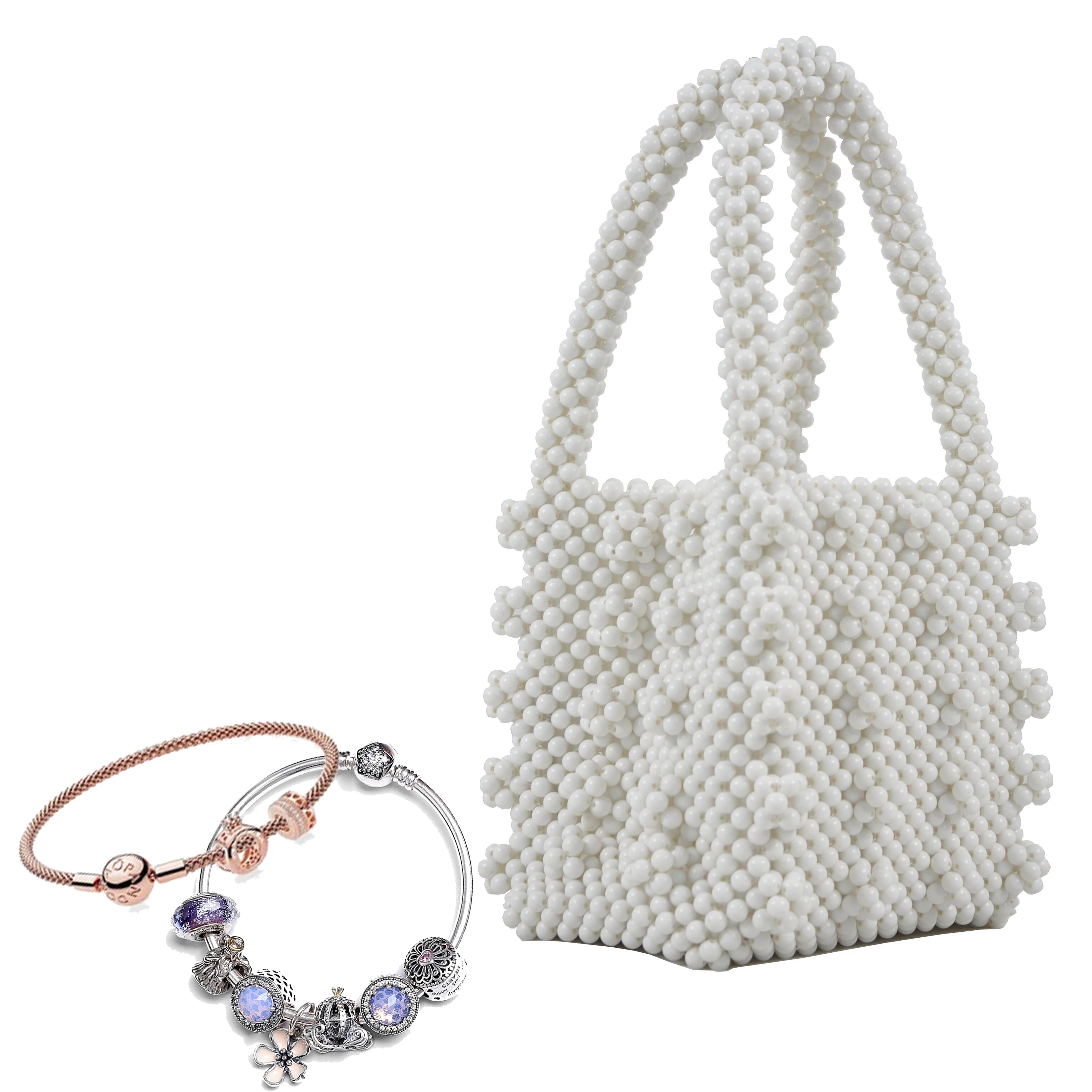 Free Shipping Best Selling In Amazon Travel Non-toxic Plastic Luxury Cute Small Bags Colorful Pink Pearl Bucket Women Hand Bag