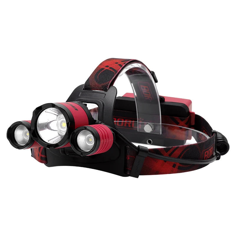 LED highlight Headlamp BORUiT B21 for camping hiking night fishing 90 degree adjustable USB charging SOS survival whistle