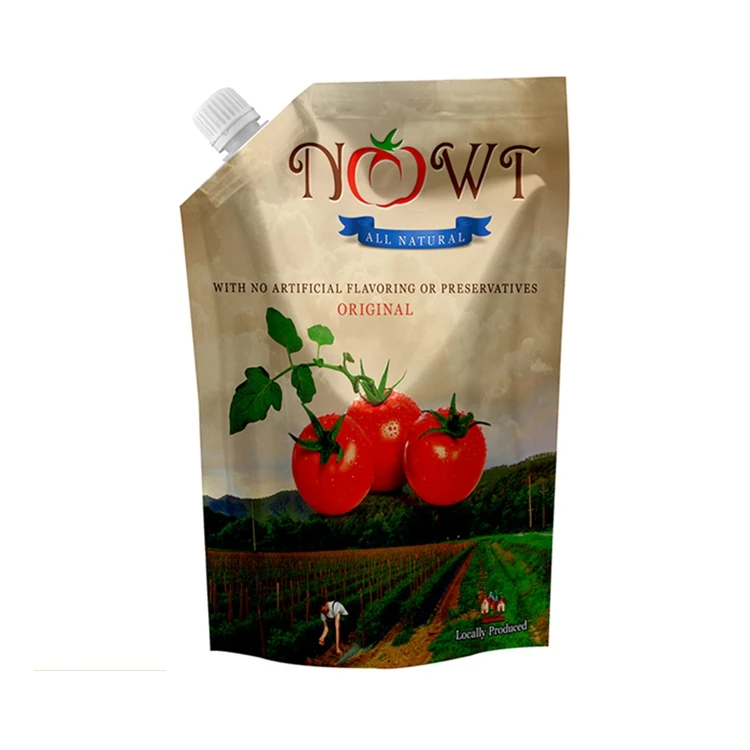 Custom Eco Friendly Sustainable Liquid Drink Packaging Spouted Bag Biodegradable Brown Kraft Paper Spout Pouch For Beverage