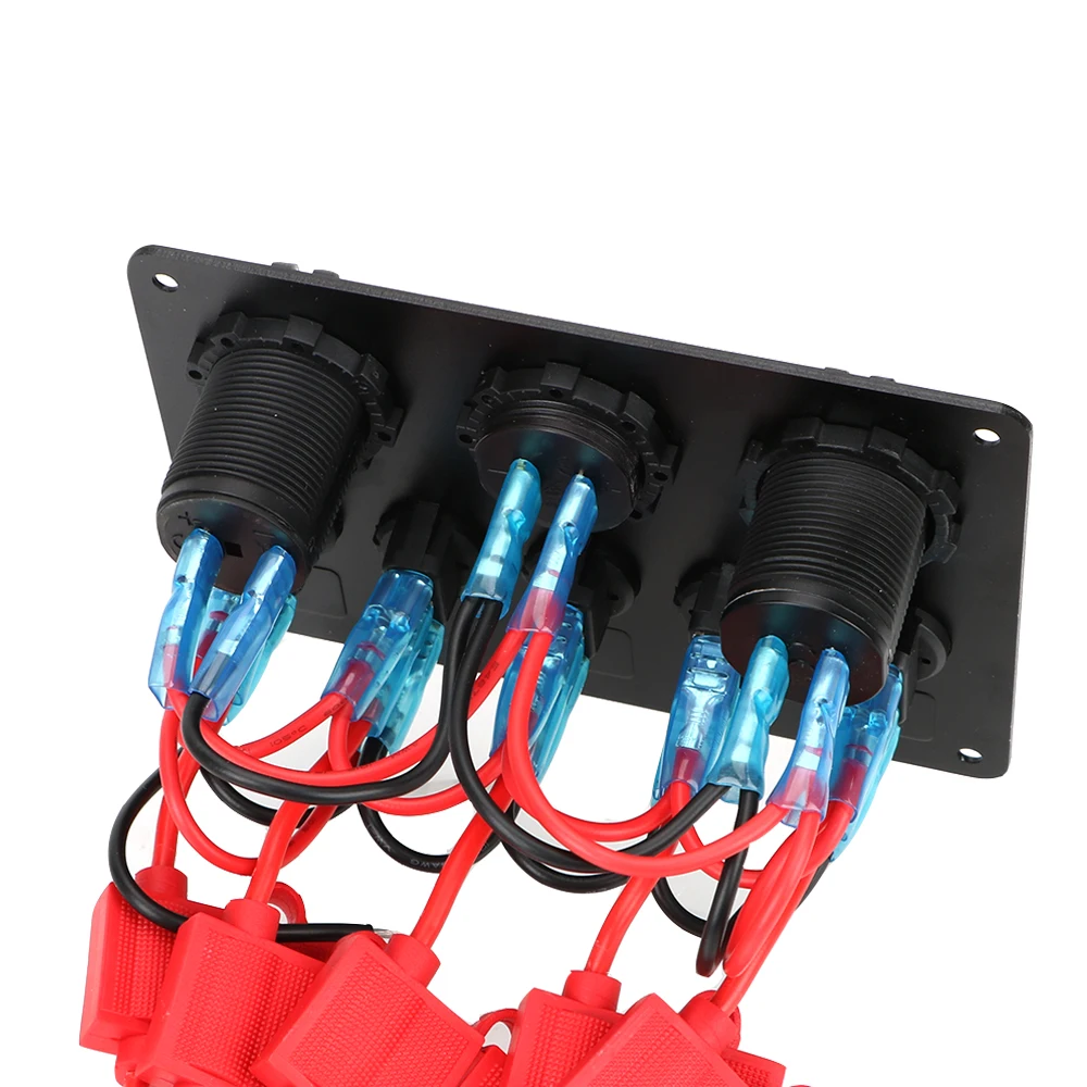 Red Car Marine Boat Rocker Switch Panel Digital Voltmeter Dual USB Port 12V Outlet for BMW E46 for Audi A4Interior Parts