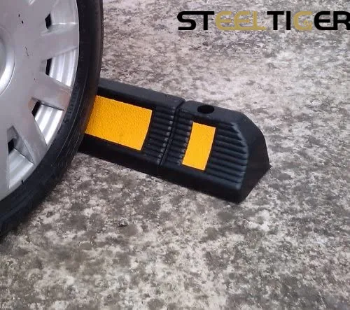 Parking Stopper for Garage Floor, Blocks Car Wheels as Parking Aid and Stops the Tires, acting as Rubber Parking Curbs