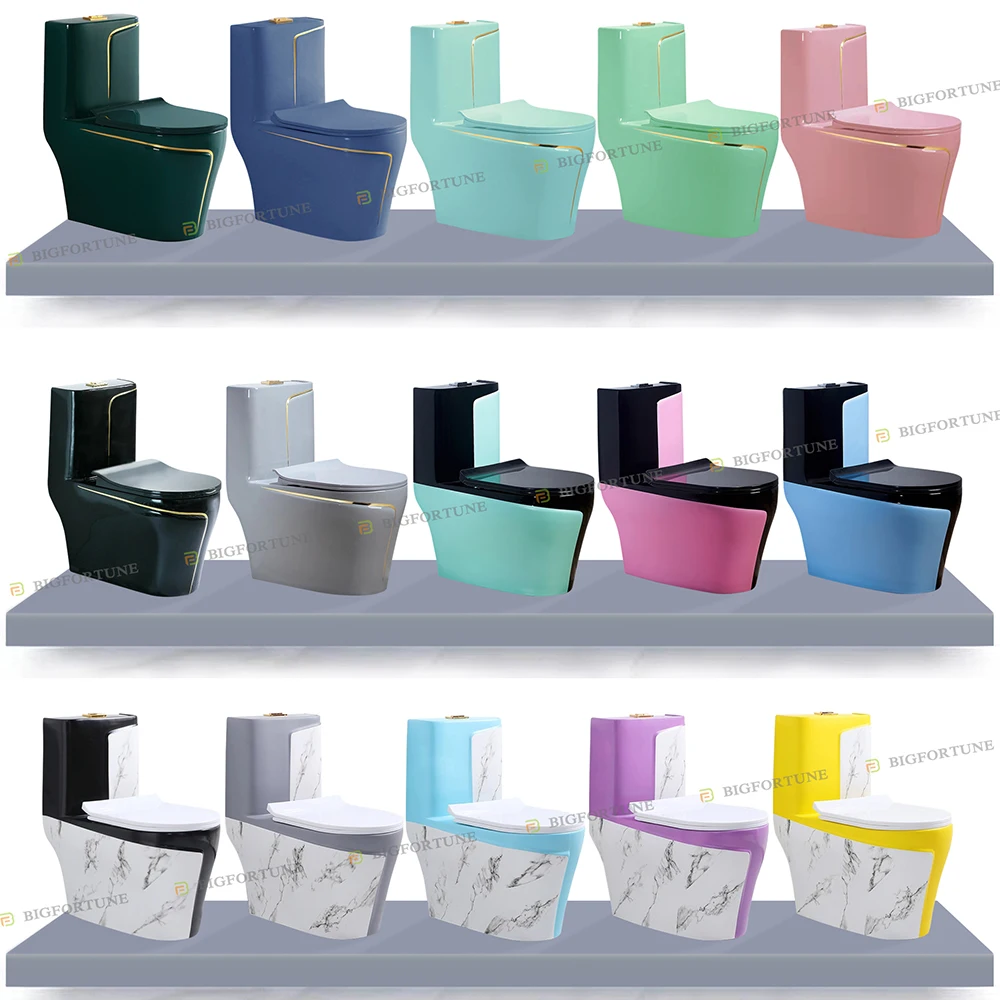 Modern Sanitary Ware Porcelain Inodoro Round Commode Toilet Bowl Bathroom Ceramic Green Color One Piece Toilets