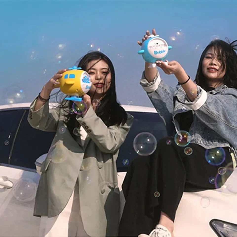 Automatic Bubble Blower Helicopter Electric Bubble Maker Machine For Kids/toddlers Outdoor Outside Bubble Toys Usb Charging