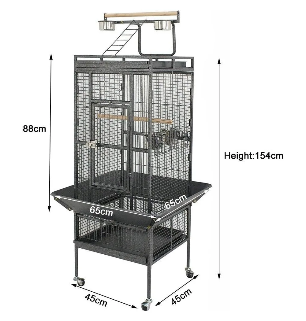 61-inch 2 in1 Large Playtop Parrot Chinchilla Finch Cage Macaw Conure Cockatiel Cockatoo Pet House Rolling Stand Iron Birdcage
