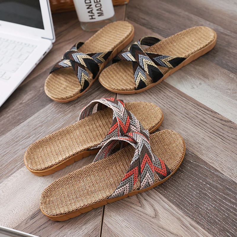 Whosale Jute Linen Disposable Slipper Latest Ladies Slippers Shoes And Sandals Size Shoes Summer Beach Slides Slipper Sandals