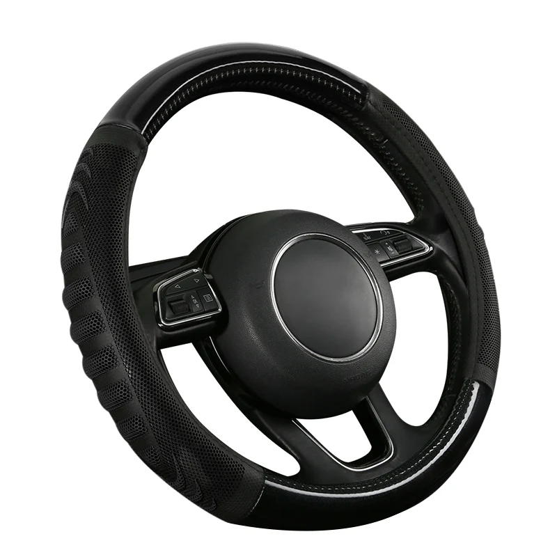 universal carbon fiber steering wheel cover black and red color