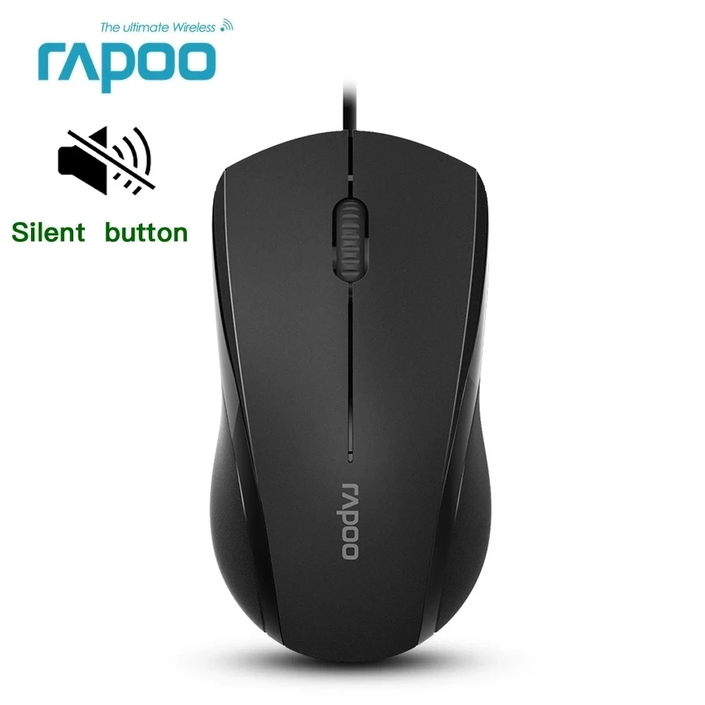 Original 100% Rapoo Silent USB Wired Mouse For Computer Laptop