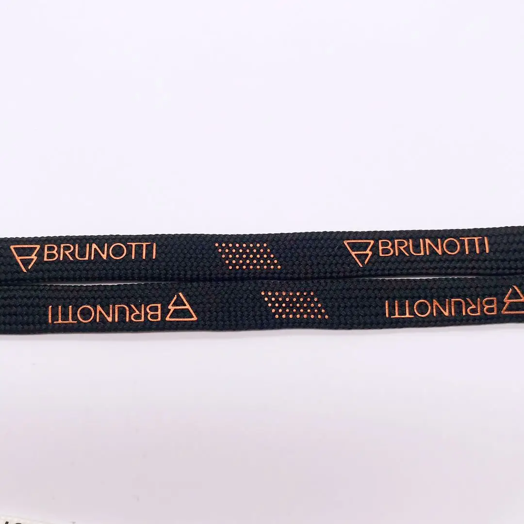 10mm flat black polyester cord  in golden  printed logo