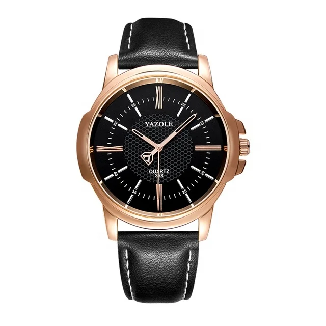 Недорогие модные мужские часы Montre Homme Yazole 358, кожаные кварцевые часы