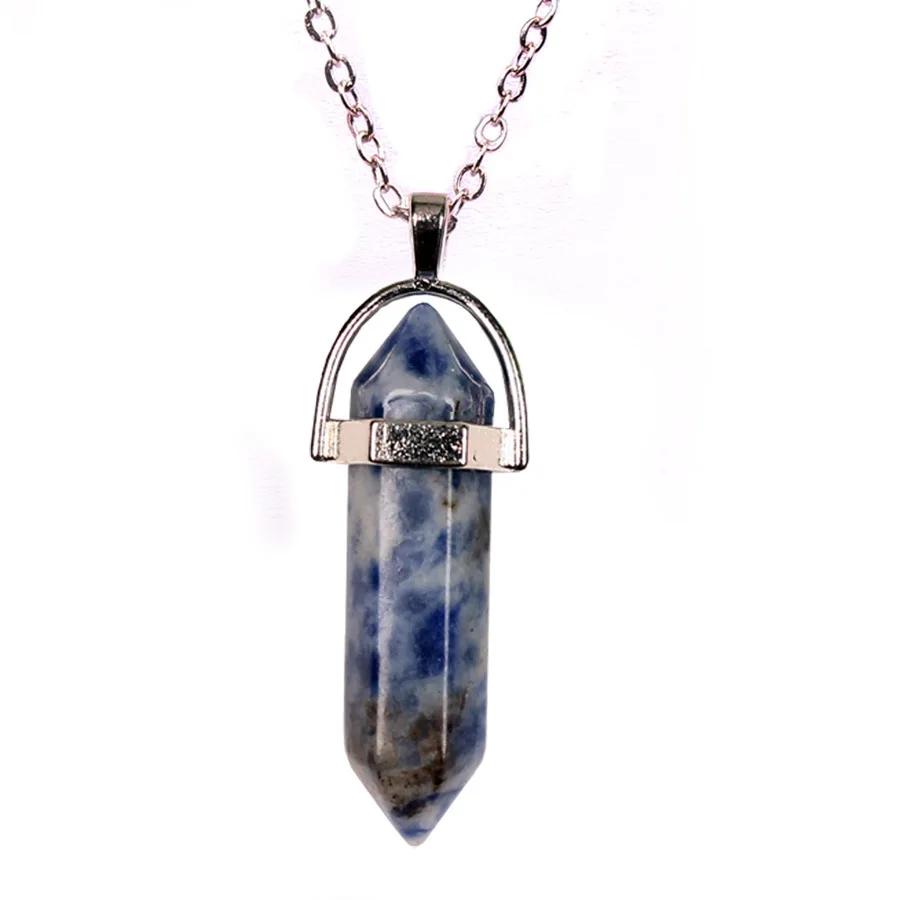 Bullet Hexagonal Column Pendant fashion natural stone jewelry necklace for women