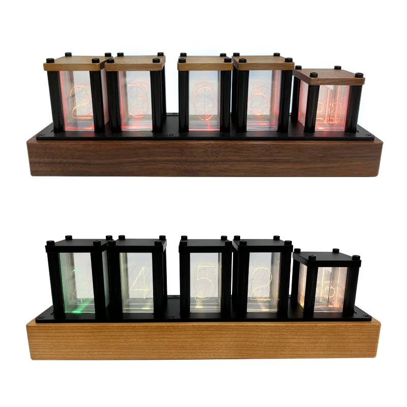 Creative Diy Kits Rgb Led Imitate Glow Tube Clock Night Light Full Color Home Decoration Gift Rgb Glow Tube Clock