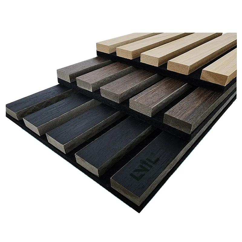 DESIGN Art Natural Oak Acoustic Slat Ceiling Board Charcoal Fluted Wooden Slats Noise Reduction Sheet Soundproofing Wood Wall
