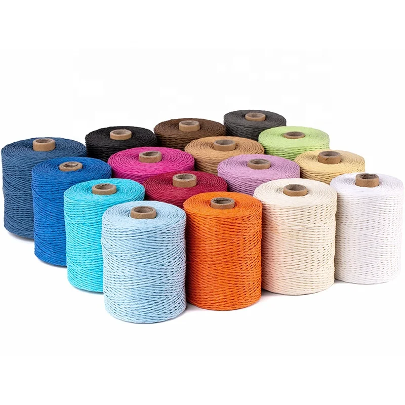 Raffia Paper Ribbon Craft Packing Twine Strings Handmade Diy Woven Color Double-Strand Paper Rope For Package Bag