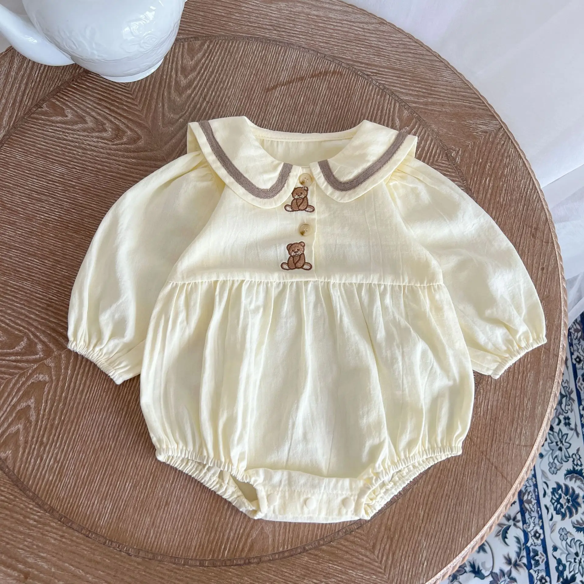 Spring Autumn Cotton Newborn Baby Clothes Bear Baby Romper Long Sleeve Pajamas Jumpsuit Baby Bodysuit