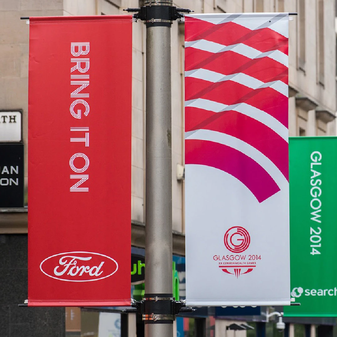 Single Side Street Signs Custom Outdoor Light Pole Banners Advertising Road Flag