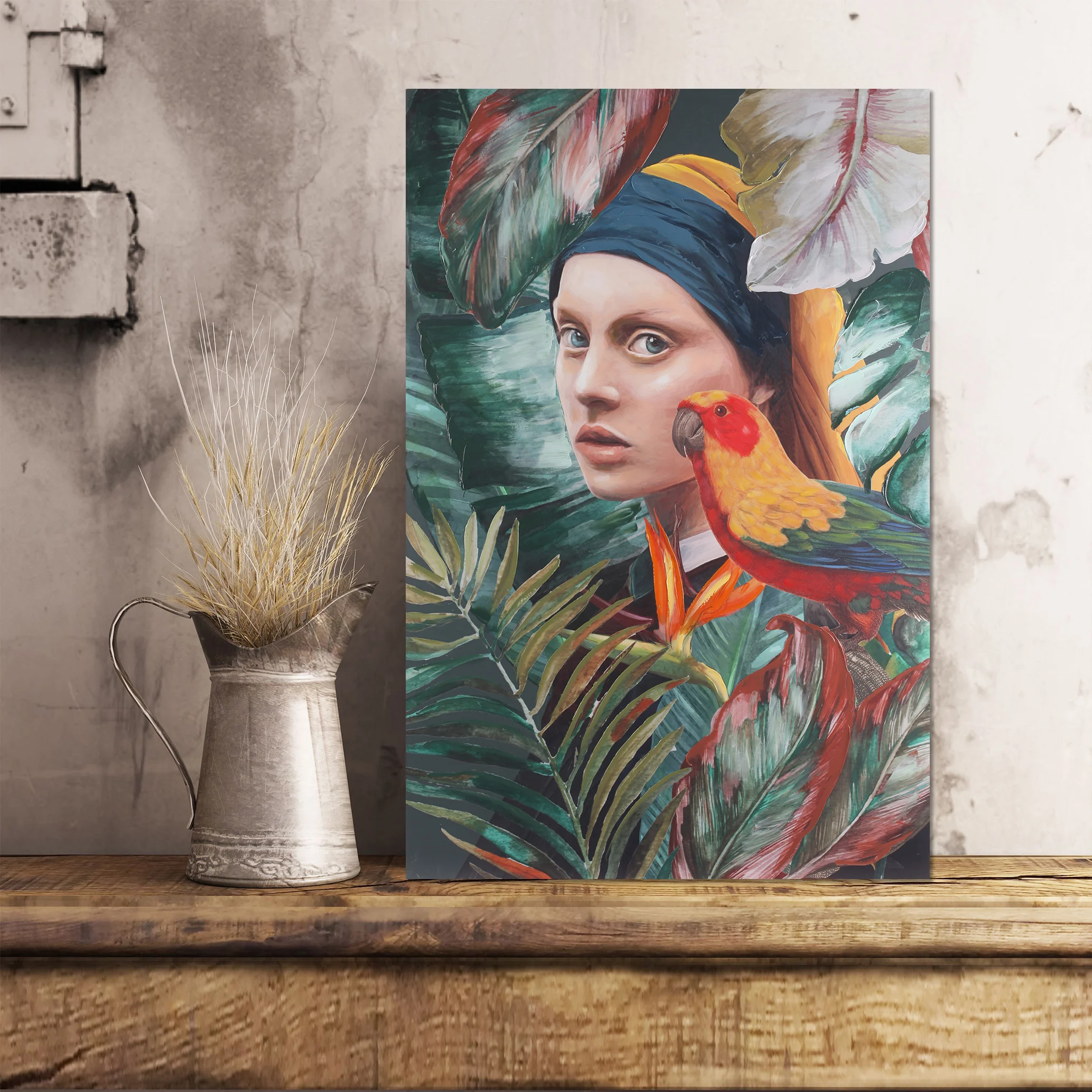 Young Lady In The Shawl Acrylic Portrait Art Paintings For Indoor Wall Decoration Handpainted Oil Painting Portrait Woman