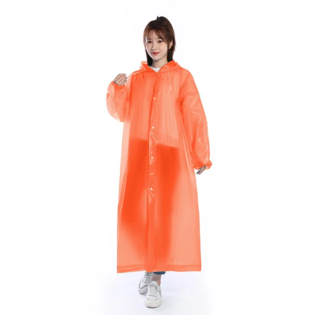 EVA Women Long Rain Coat With Hat Ladies Waterproof Adults Cheap Raincoat