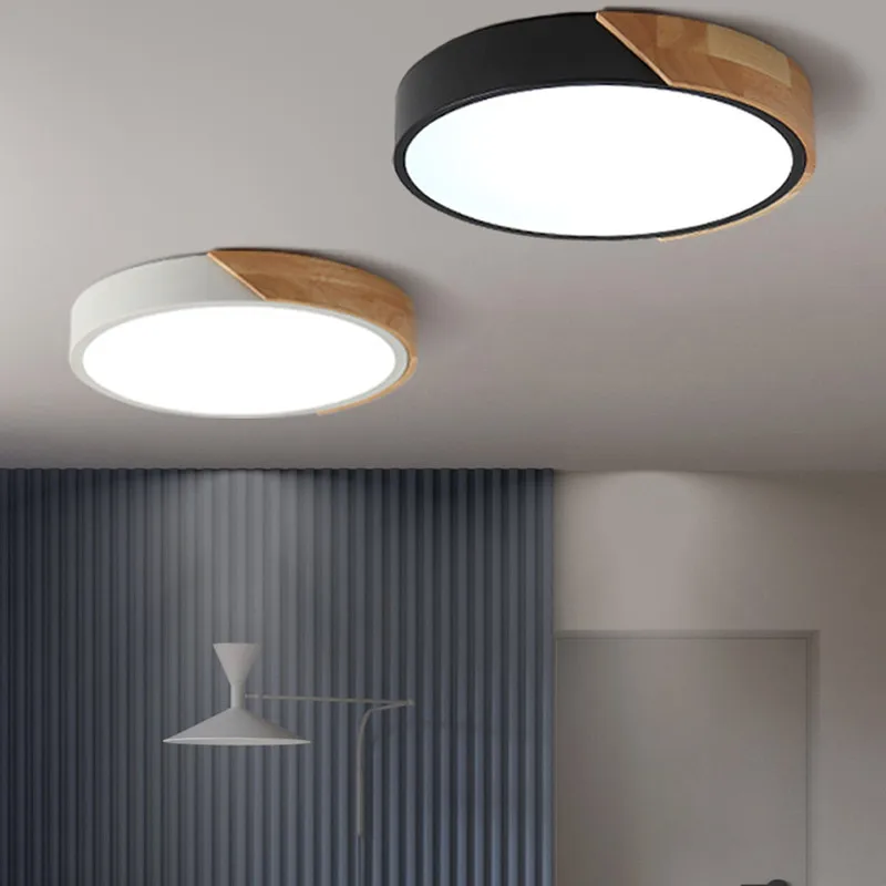 Nordic Style 24W 30W LED Ceiling Light Super Slim Design 3 CCT Changeable Feature Wall Lamps Made Aluminum Fabric Shade Material