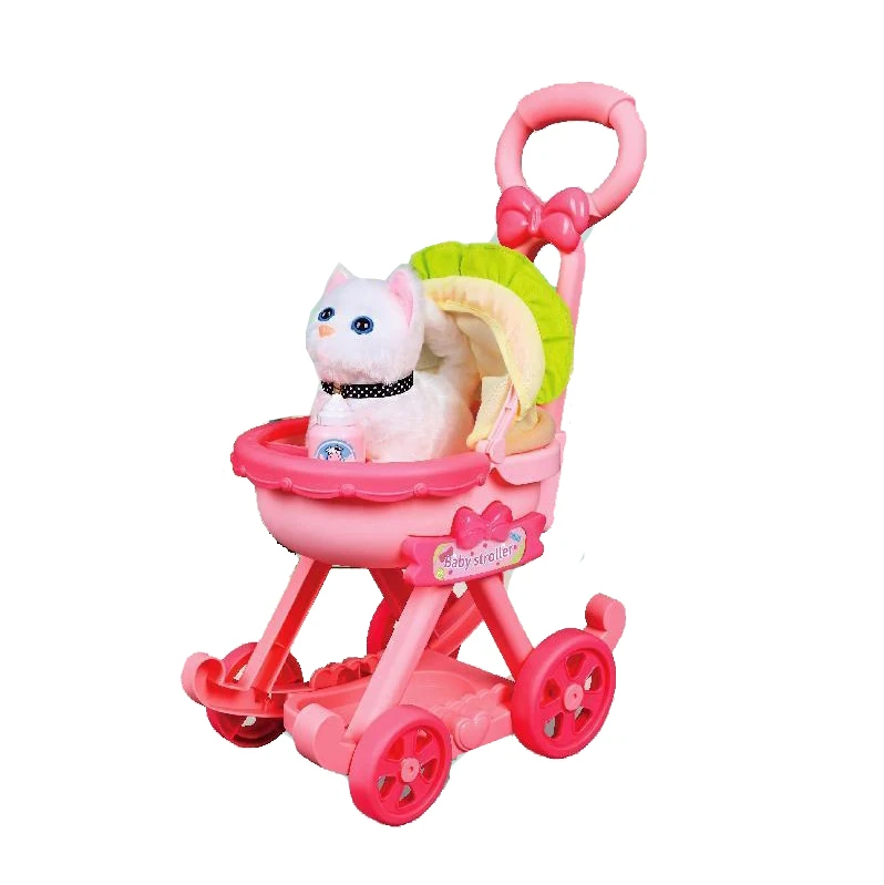Electric kids pet cat electronic animal stuffed & plush toy animals B/O cat pretend play trolley toys stuffed set