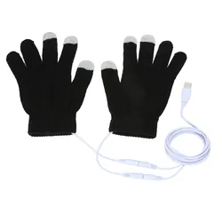 Cotton Cashmere Winter Skiing Knit Ladies Heated Women Hand Warmer Touch Screen Glove Knitted Fingerless Gloves Flip