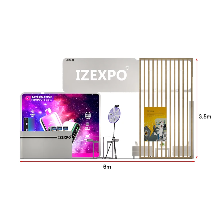 Izexpo Quick Build Fashion Colorful TradeShow Booth Clear Wooden Exhibition Booth Custom Free Design 10x20 Exhibition Booth