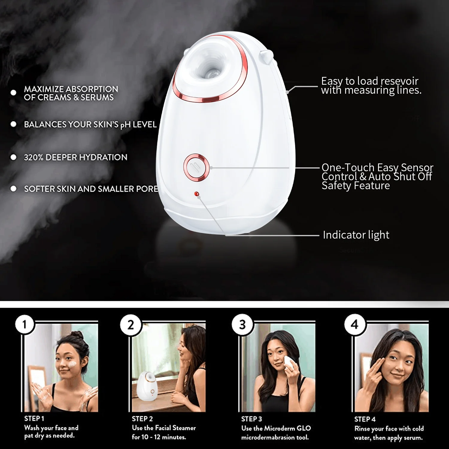 Professional Face Steaming 2 in 1 Warm Home Electric Skin Deep Cleaner Spa Sauna Ozone Steam Nano Ionic Portable Facial Steamer