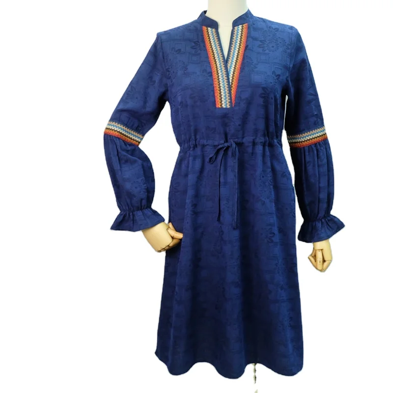 Turkish Islamic Clothing Wholesale embroidered woman blouseg figured cloth  women dress wholesale