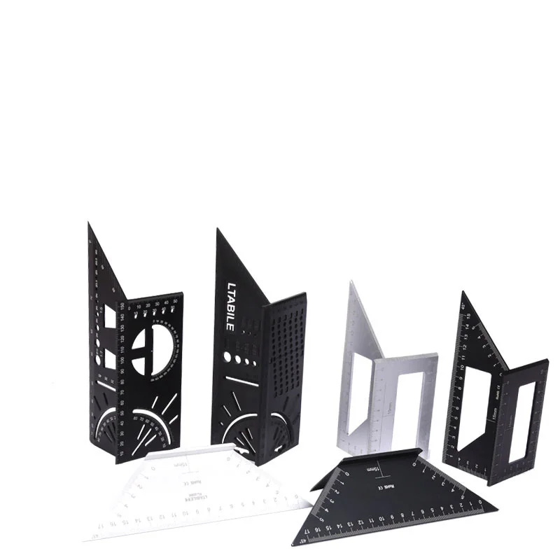 High Precision Triangle Ruler Aluminum Alloy 45 90 Degrees Woodworking Measure Tool Combination Square Angle Ruler