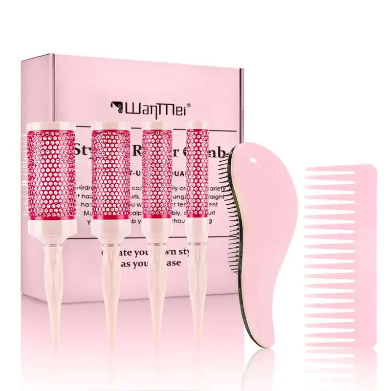 Custom Box Packaging Anti-static Massage Tangle Detangling Hair Brush Hair Styling Ceramic Round Curly Roller Hair Comb Set Spot