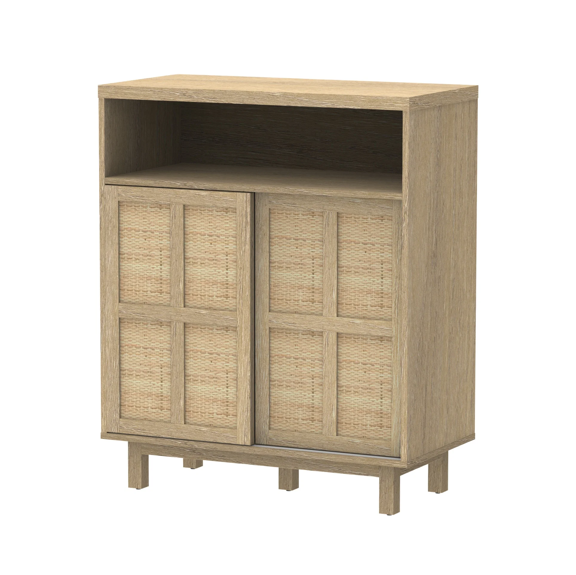 Rural style living room furniture set modern solid wood rattan TV cabinet and small end table for sale