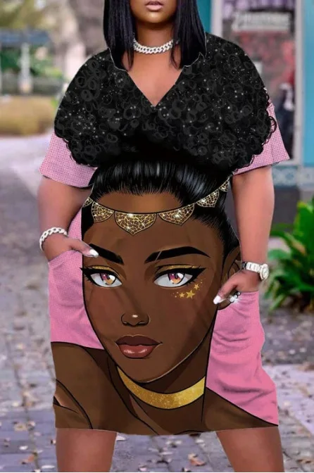 Wholesale New Summer Medium And Long Large Size Loose 3D Printed Multi-Color Dress female clothing