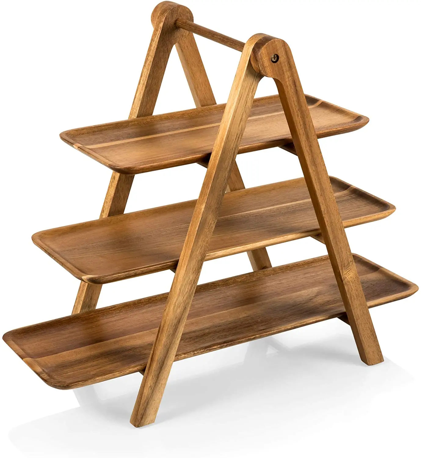 Best selling Custom 3 Tier Ladder wooden Serving Tray for Party and Home Decor