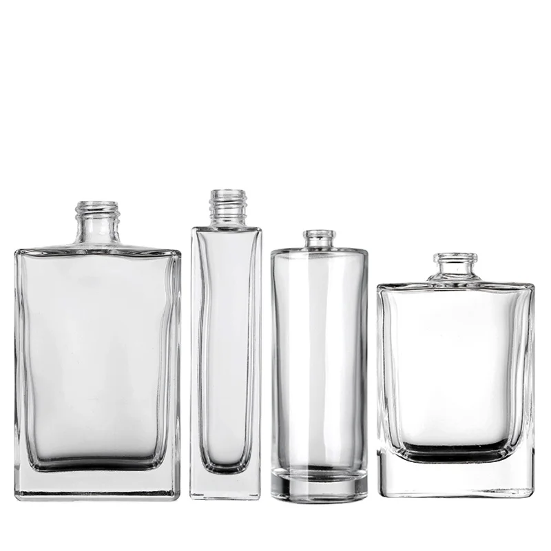 luxury 15ml 30ml 50ml 60ml clear frosted flat square empty glass bottle perfumes bottle with packaging