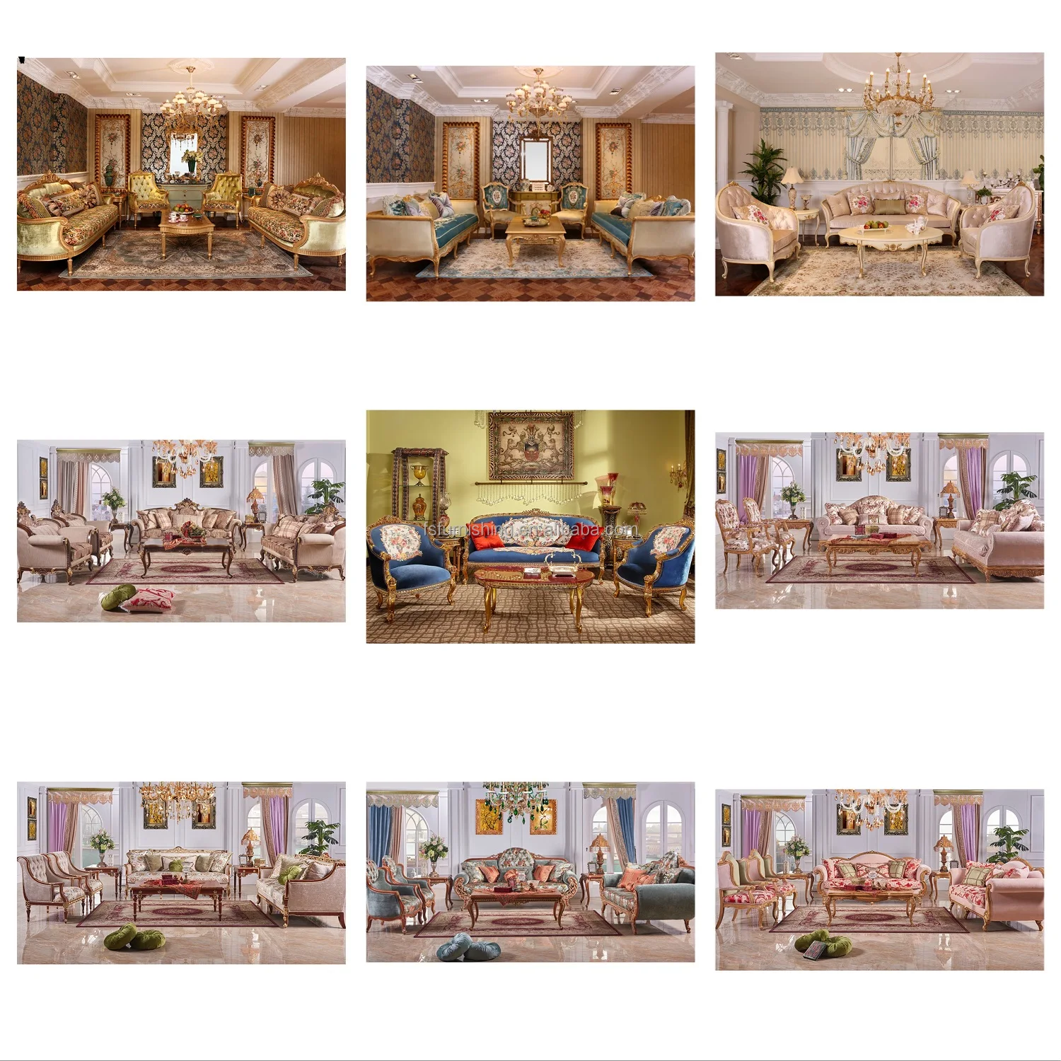 french fairy princess  feel cream white rococo rose carved fabric sofa set  antique living room furniture set