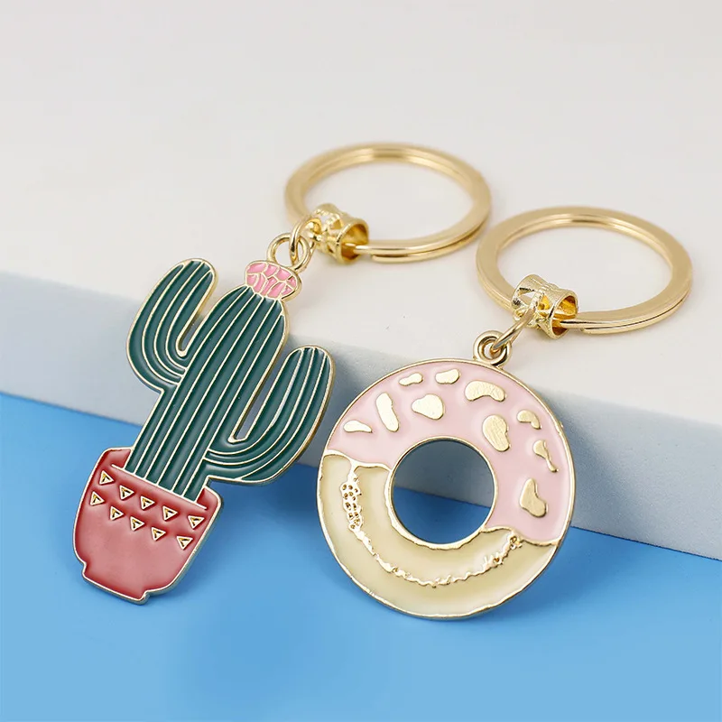 Wholesale cute shell key chain metal crafts accessories custom pearl gold key ring enamel keychains