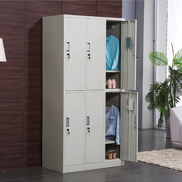 Office Metal Wardrobe Steel School Staff Swimming Pool 6 Door Locker for Changing Room
