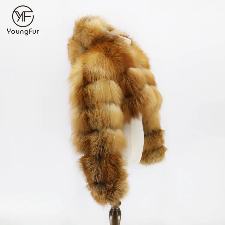 Fashion Wholesale Women Jacket Female Custom Hood Natural Genuine Red Fox Fur Coat Sexy Winter Lady Fox Fur Coat