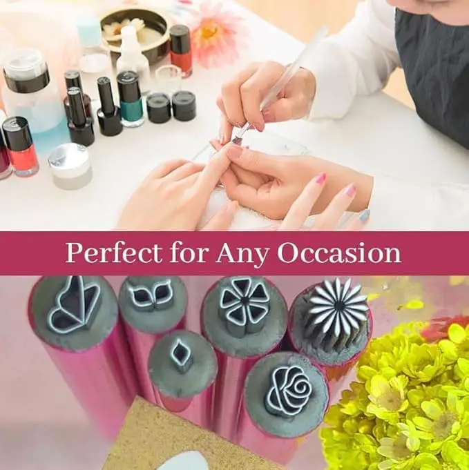 Hot Sale New Arrival 6 Pcs in 1 Set Double Headed Silicone Nail Template Seal Acrylic Diamond Nail Stamp Art Pen Flower Tool Set