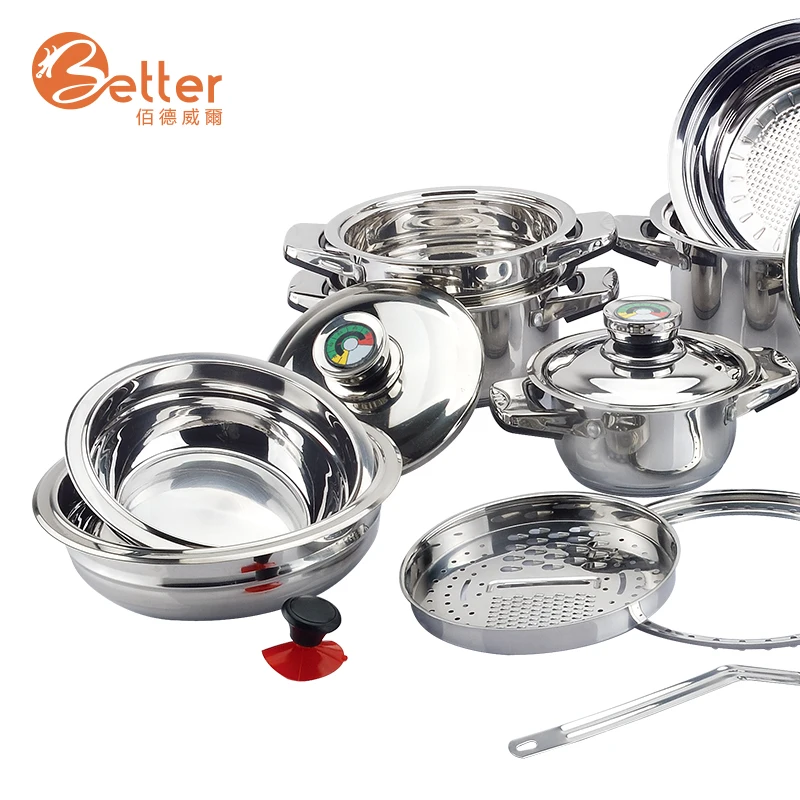 Italian Korea 21 Pcs Casserole Set Nonstick 304 Stainless Steel Cookware