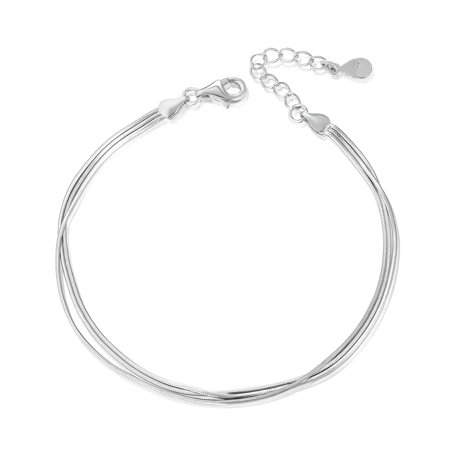 ATHENAA Three Layered Silver Adjustable Multi Strand Chain Bracelets for Women Minimalist Handmade Jewelry