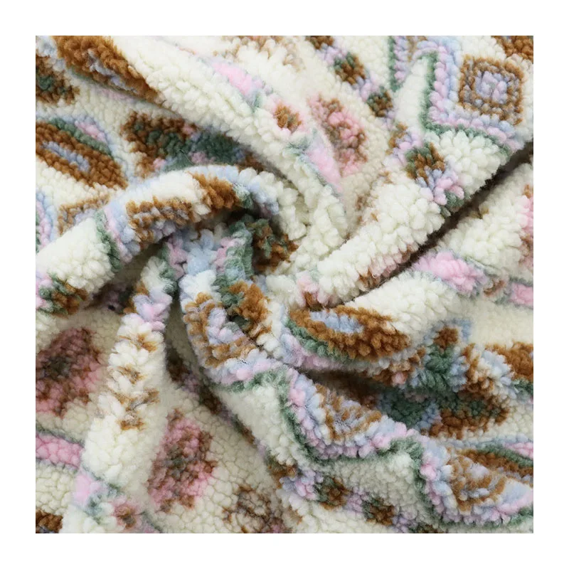 Wholesale Teddy Boho Bohemia Ethnic Style Sherpa Fabric Faux Lamb Fur Toy Pillow Fabrics