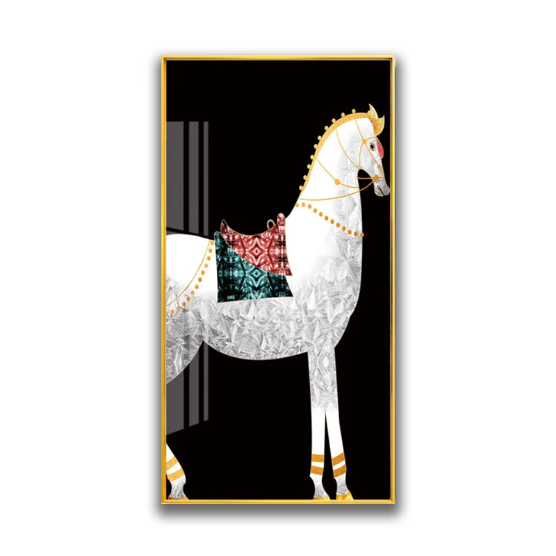 Wholesale custom modern abstract horses Crystal Porcelain Painting For Decor